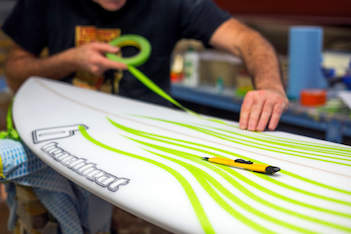 custom new surfboard getting made